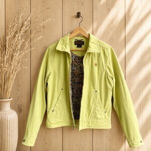 Ariat Womens Lime Green Full Zip Jacket Paisley Floral Lined Size Medium